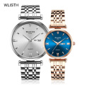 Wlisth Fashion Couple Watch Stainless Steel Strap Quartz Wristwatch Blue Analog Classic Digital Watches For Lover